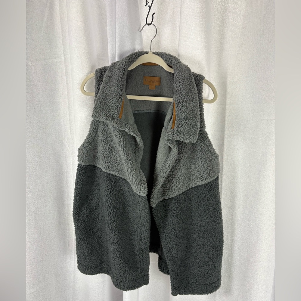Koolaburra by UGG Brushed Back Sherpa Open Front Vest Castlerock Grey Size Large